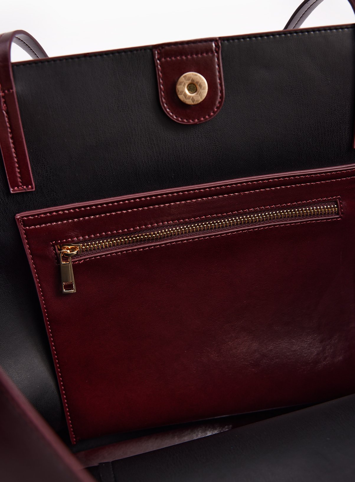 Burgundy High Shine Faux Leather Tote Bag One Size - Image 4 thumbnail